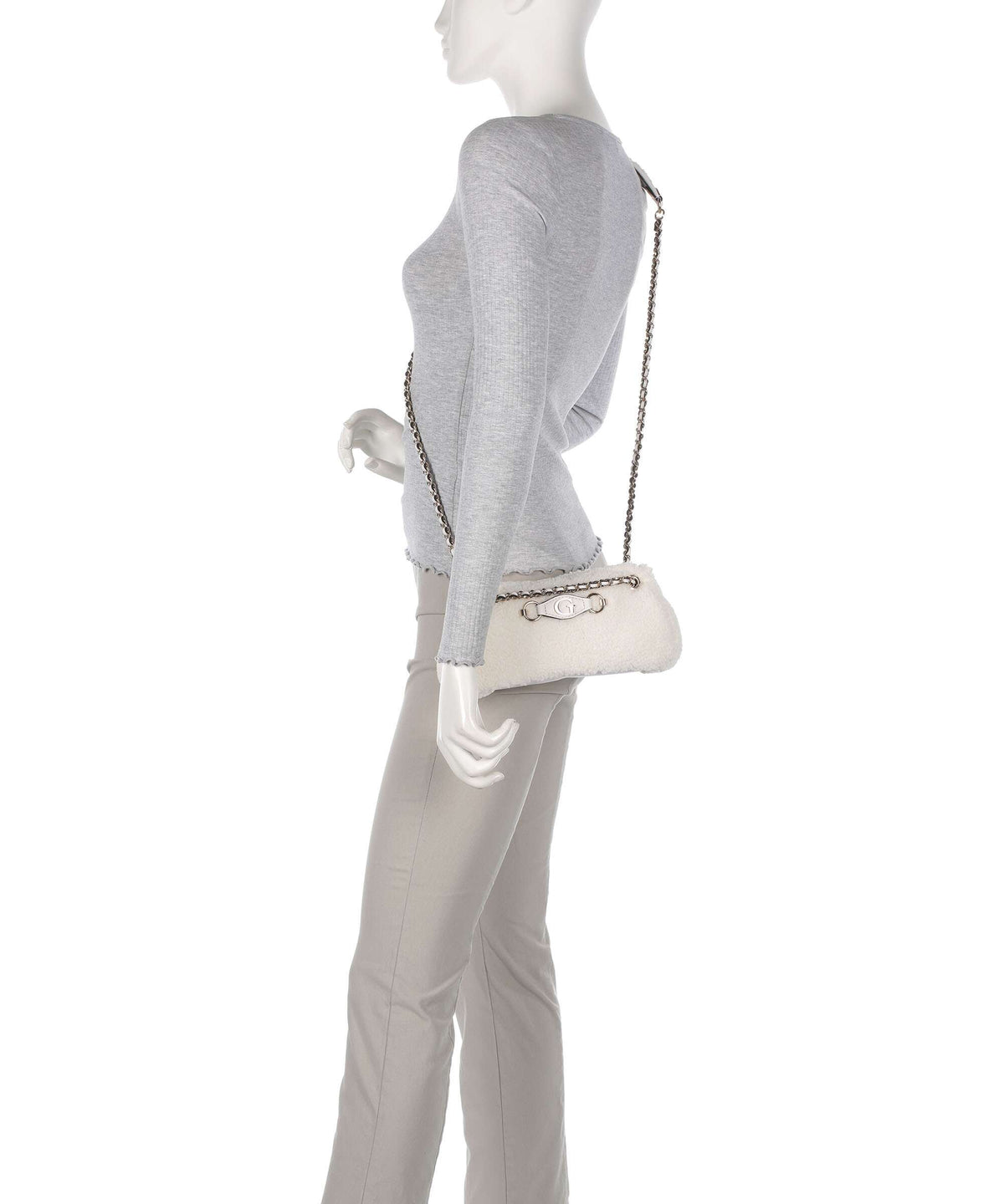 Guess Aslia Shearling Shoulder bag white