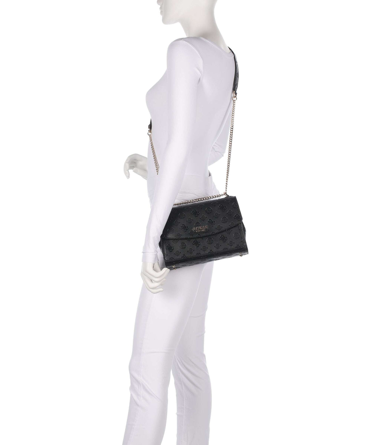 Guess Phoebe Peony Debossed Shoulder bag black logo