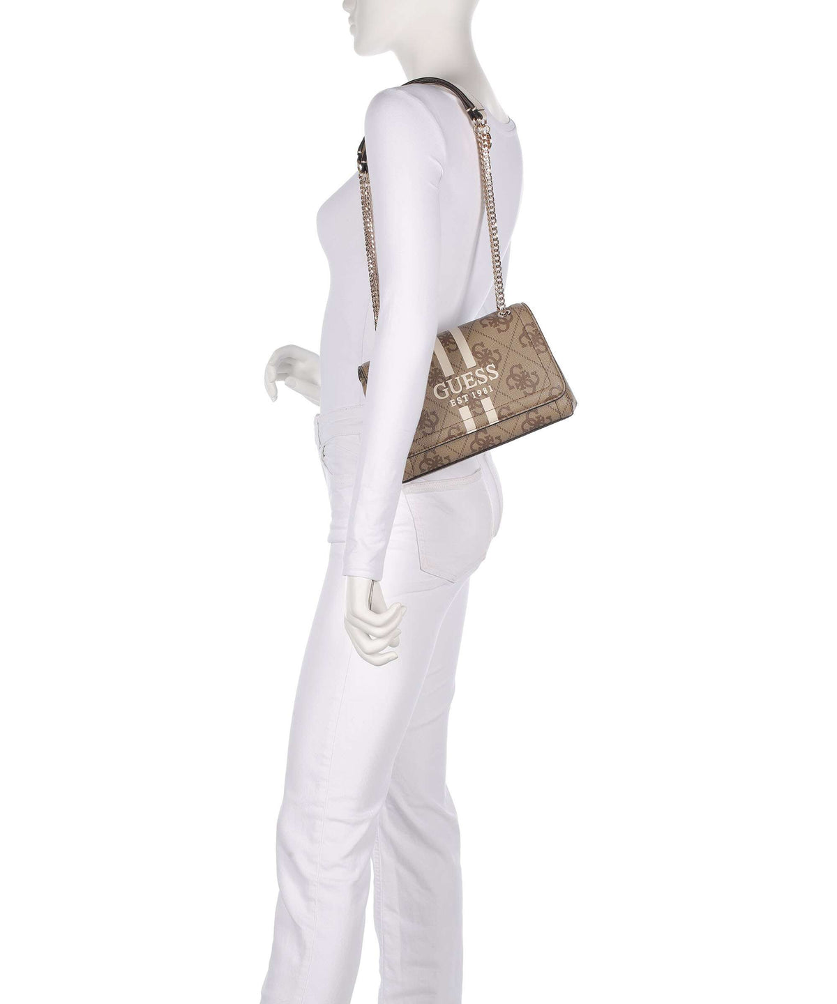 Guess Noelle 4G Logo Shoulder bag latte logo