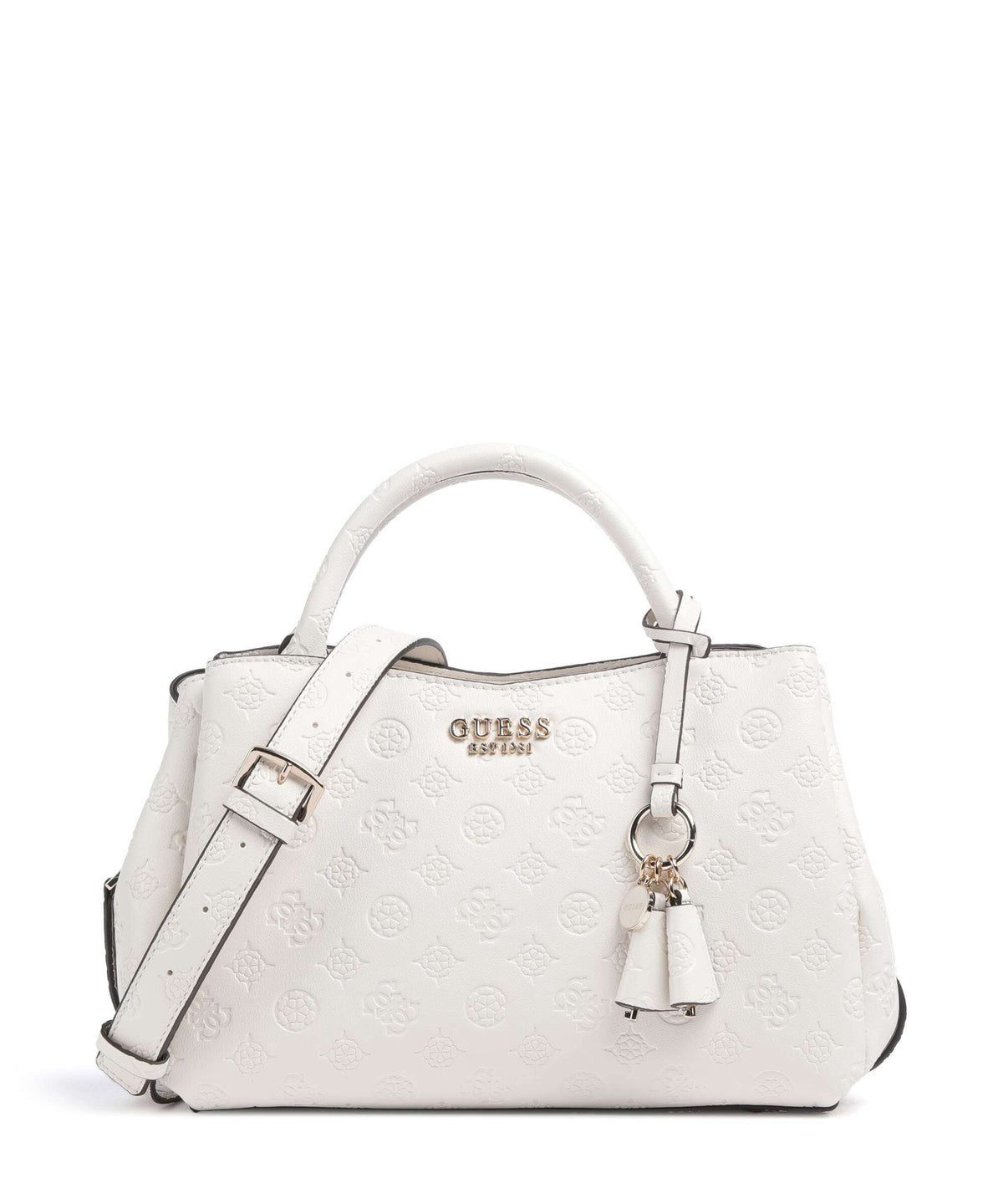 Guess Phoebe Peony Debossed Handbag offwhite logo