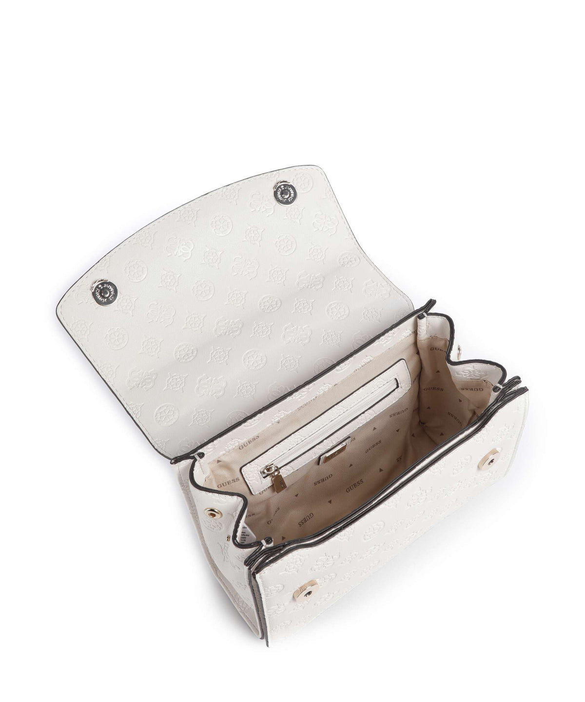 Guess Phoebe Peony Debossed Shoulder bag offwhite logo