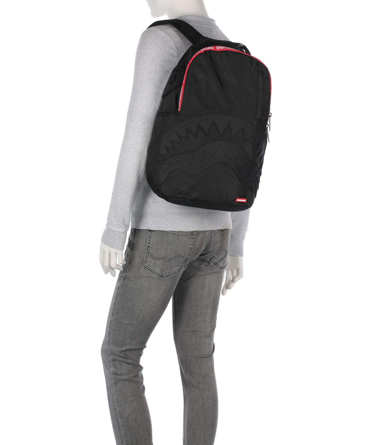 Sprayground Printed Zipper Shark Backpack black