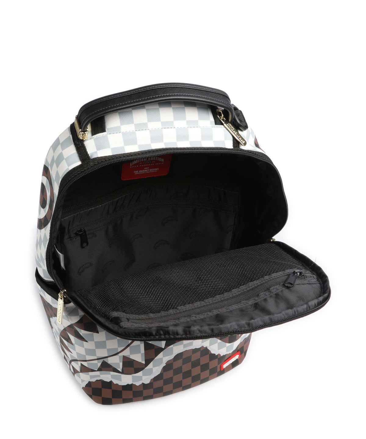 Sprayground Cream And Brown Tear Check Backpack multicolour