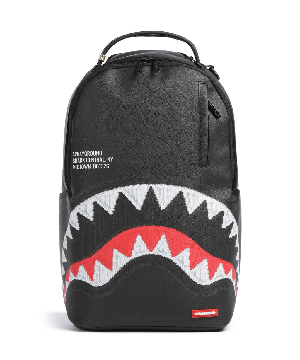 Sprayground Shark Central Black Embroidered Shark Backpack black