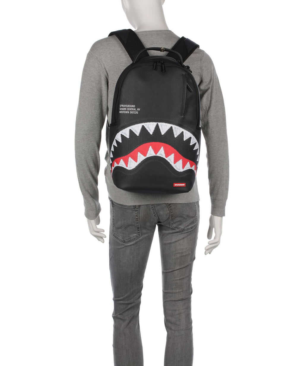 Sprayground Shark Central Black Embroidered Shark Backpack black