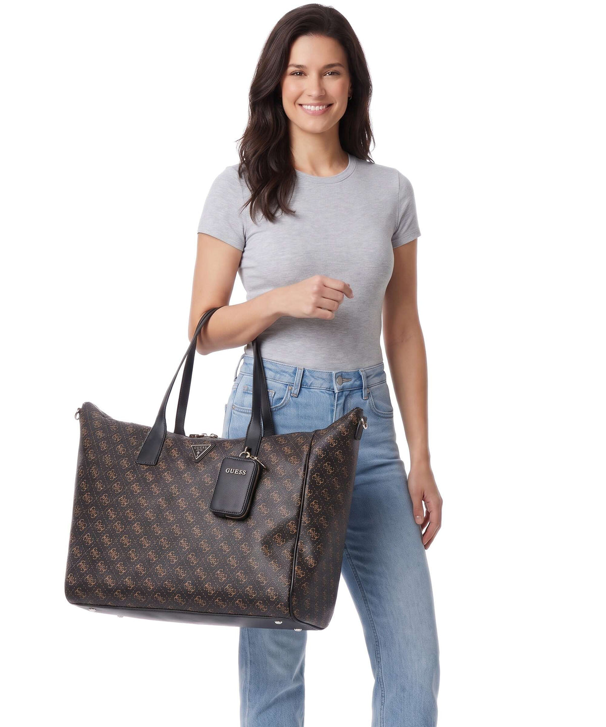Guess Latona Large Weekend bag brown logo/black