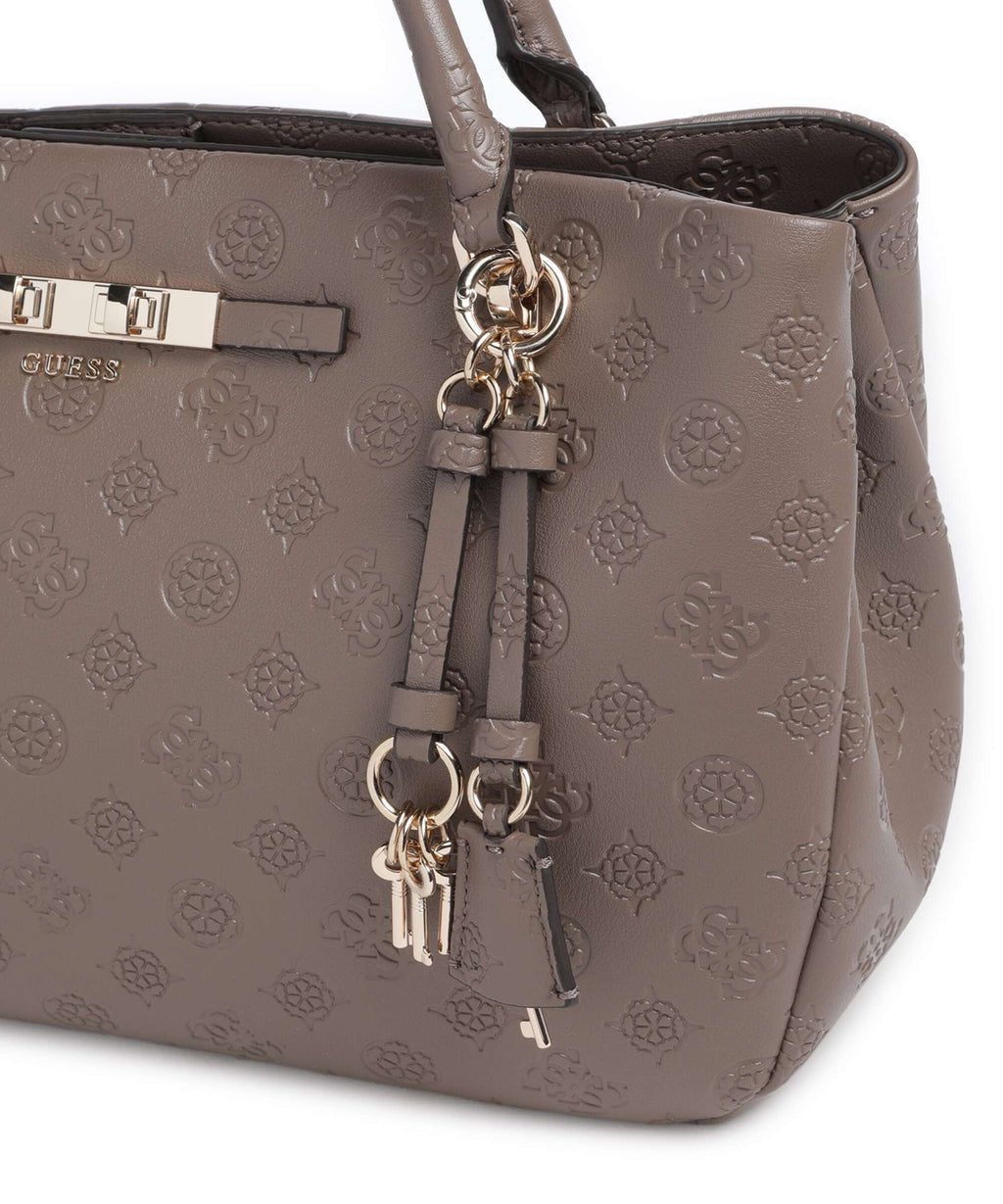 Guess Carmella Girlfriend Handbag taupe logo