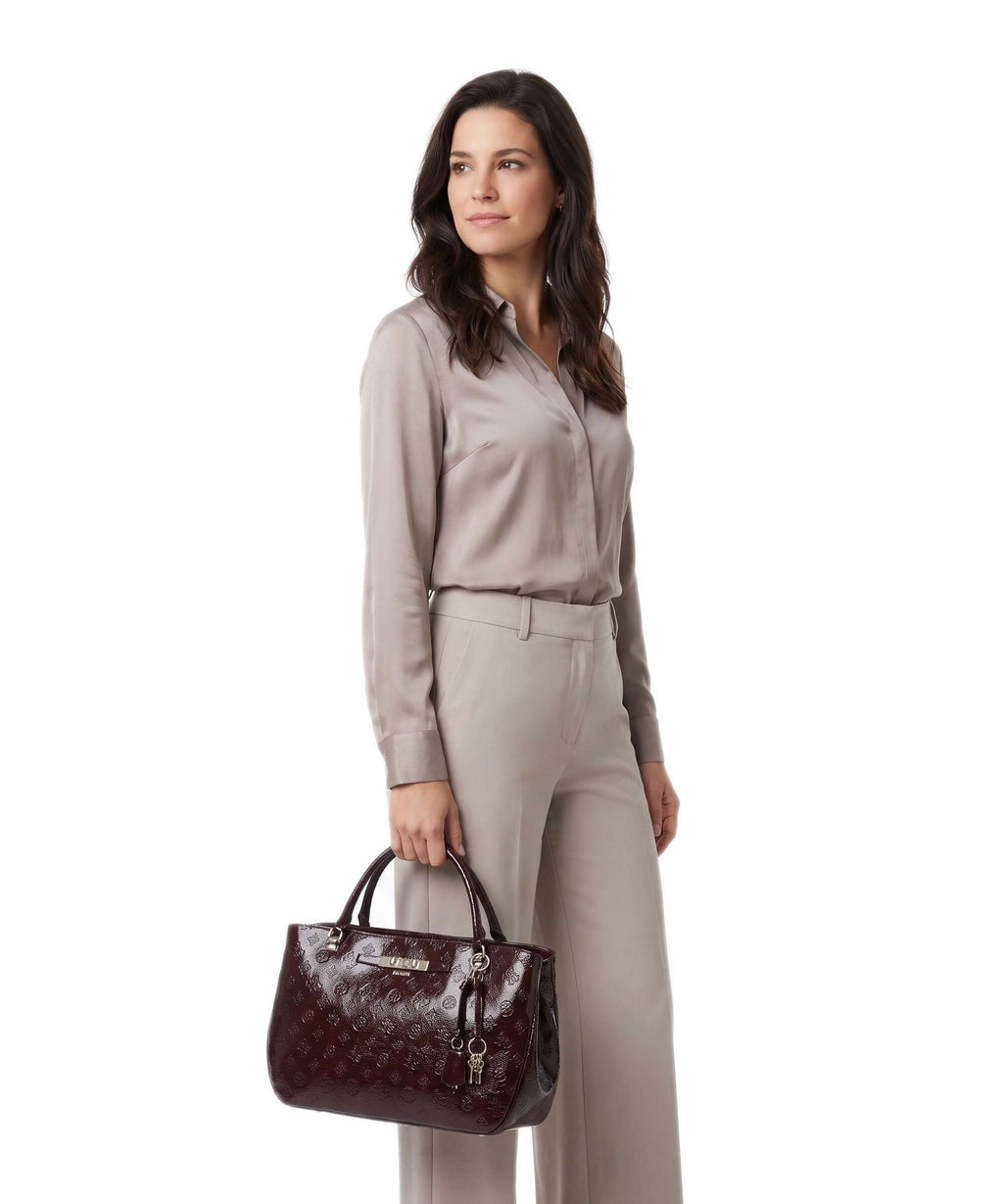 Guess Carmella Girlfriend Handbag burgundy logo