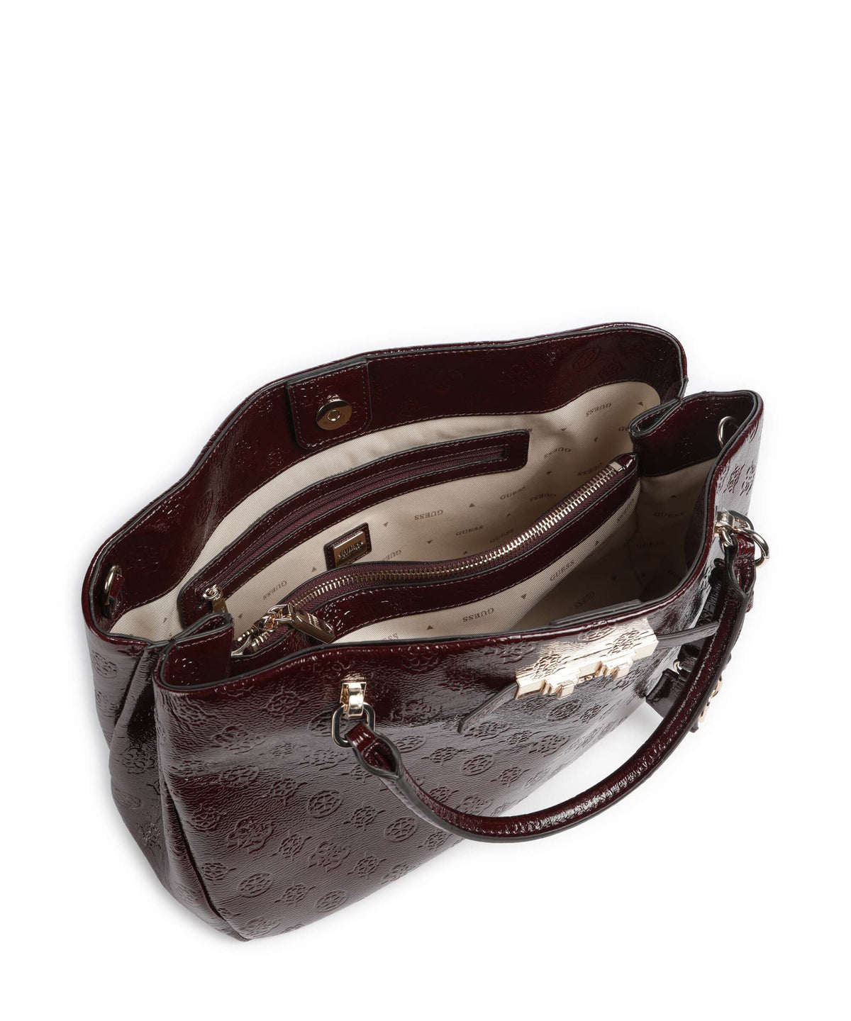 Guess Carmella Girlfriend Handbag burgundy logo
