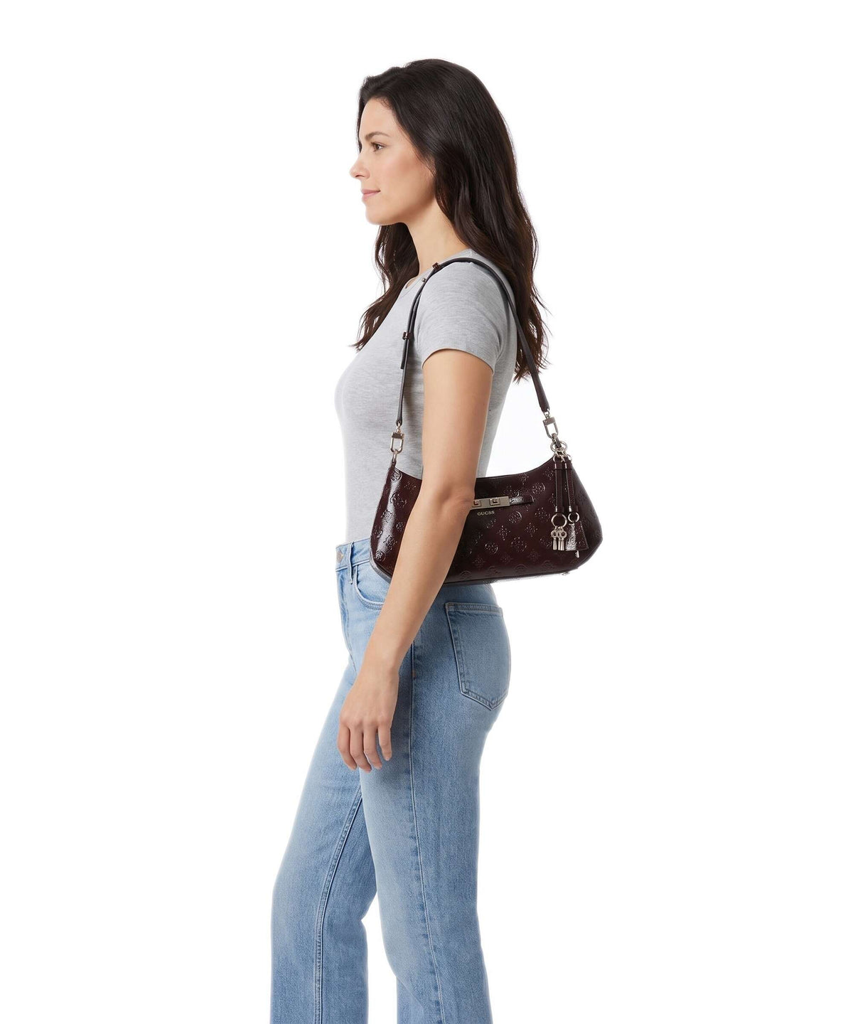 Guess Carmella Shoulder bag burgundy logo