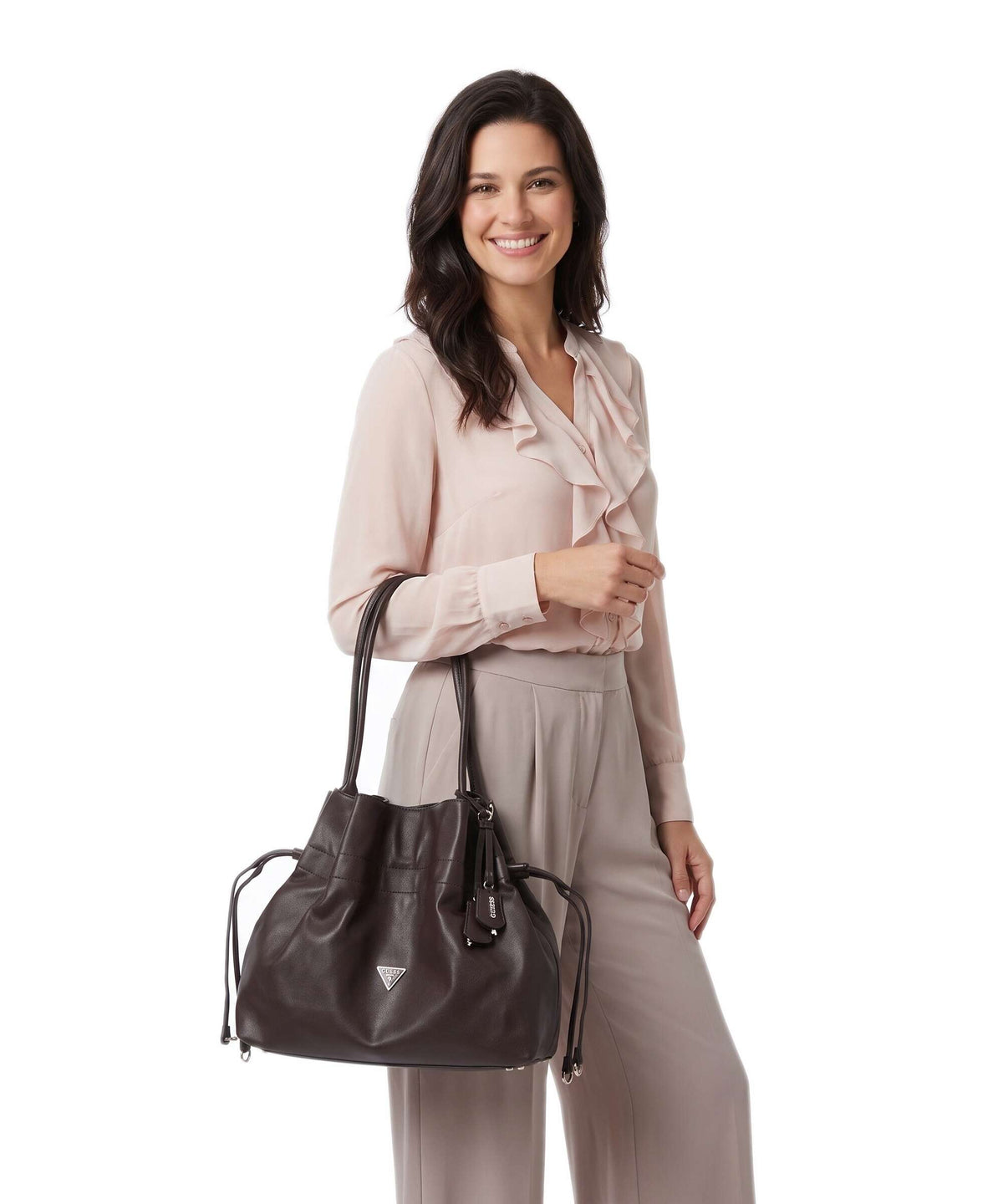 Guess Karima Bucket bag brown