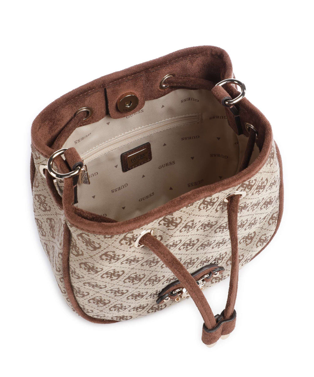 Guess Samantha Mini Bucket bag latte logo/brown