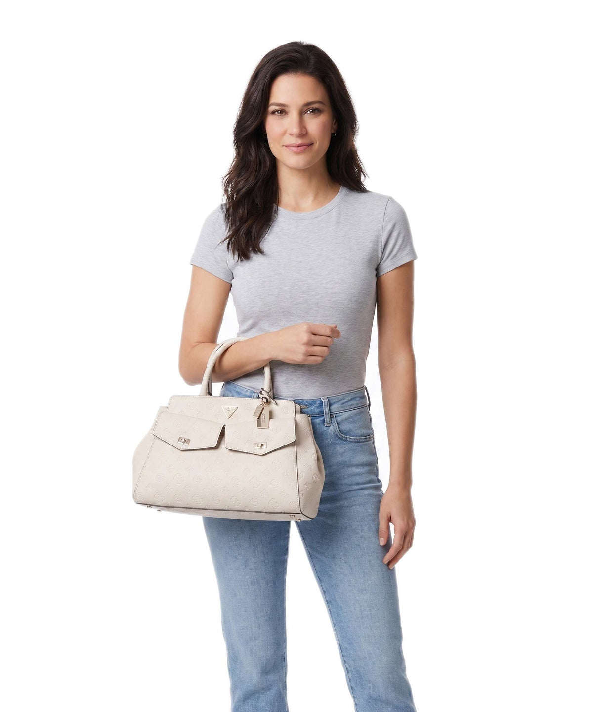Guess Blake Large Handbag bone logo