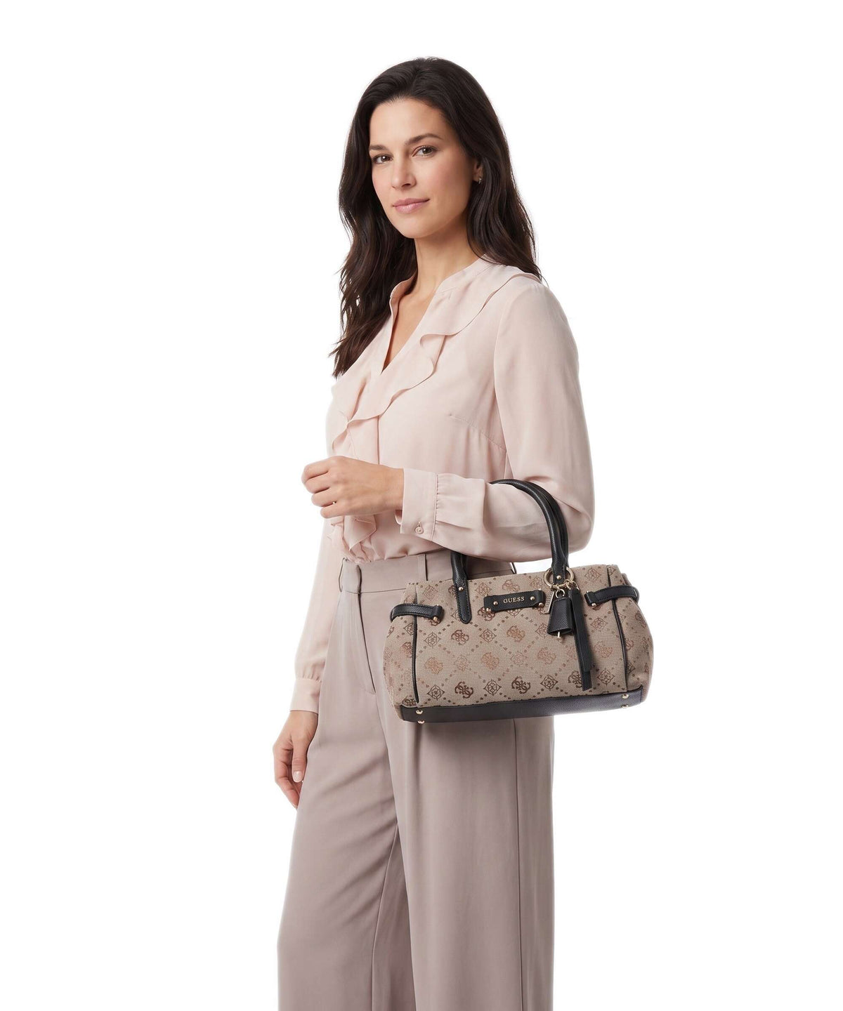 Guess Dorothy Girlfriend Small Handbag latte logo/black