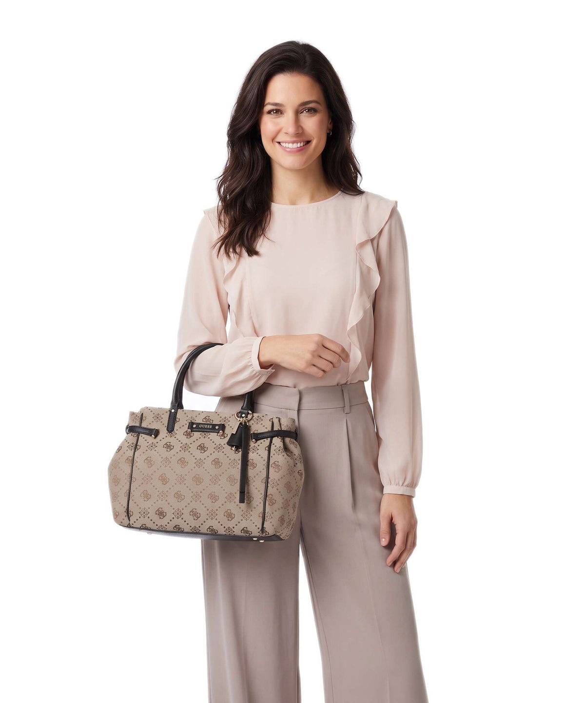 Guess Dorothy Girlfriend Handbag latte logo/black
