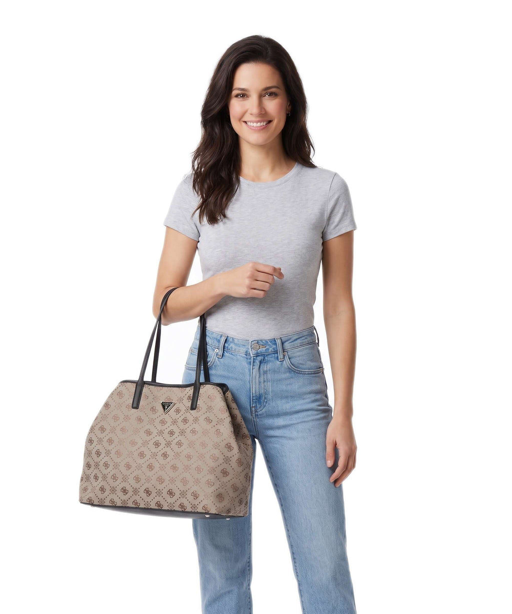 Guess Victtoria Large Tote bag latte logo/black