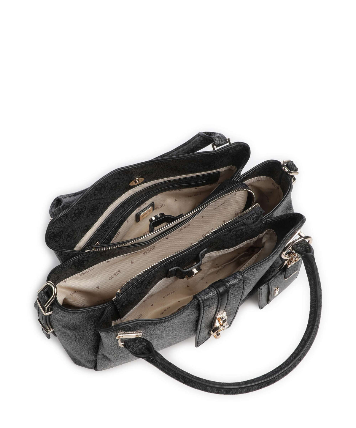 Guess Yvonne Girlfriend Logo Handbag coal logo