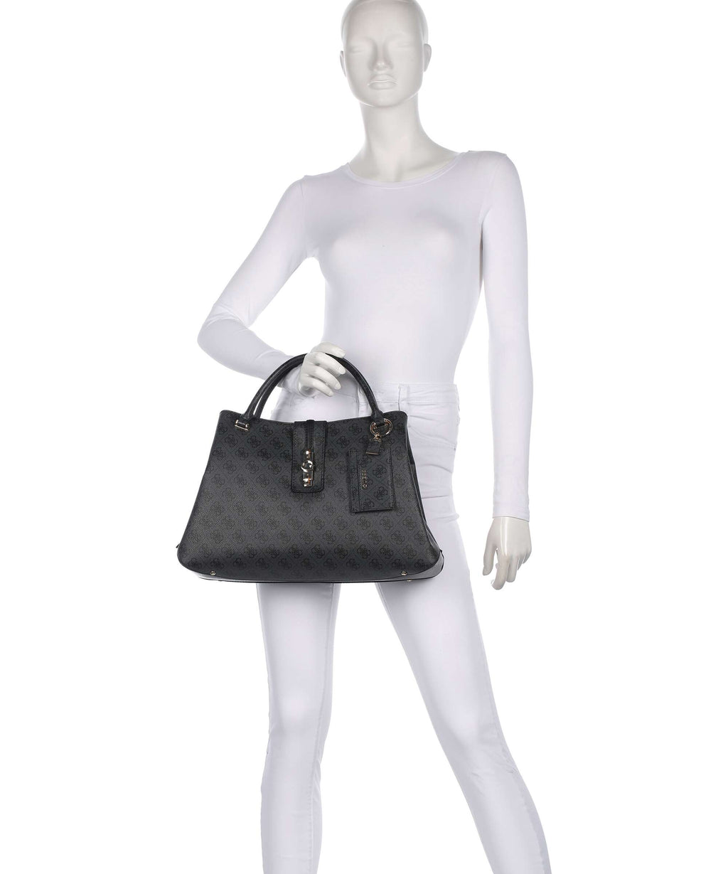 Guess Yvonne Girlfriend Logo Handbag coal logo