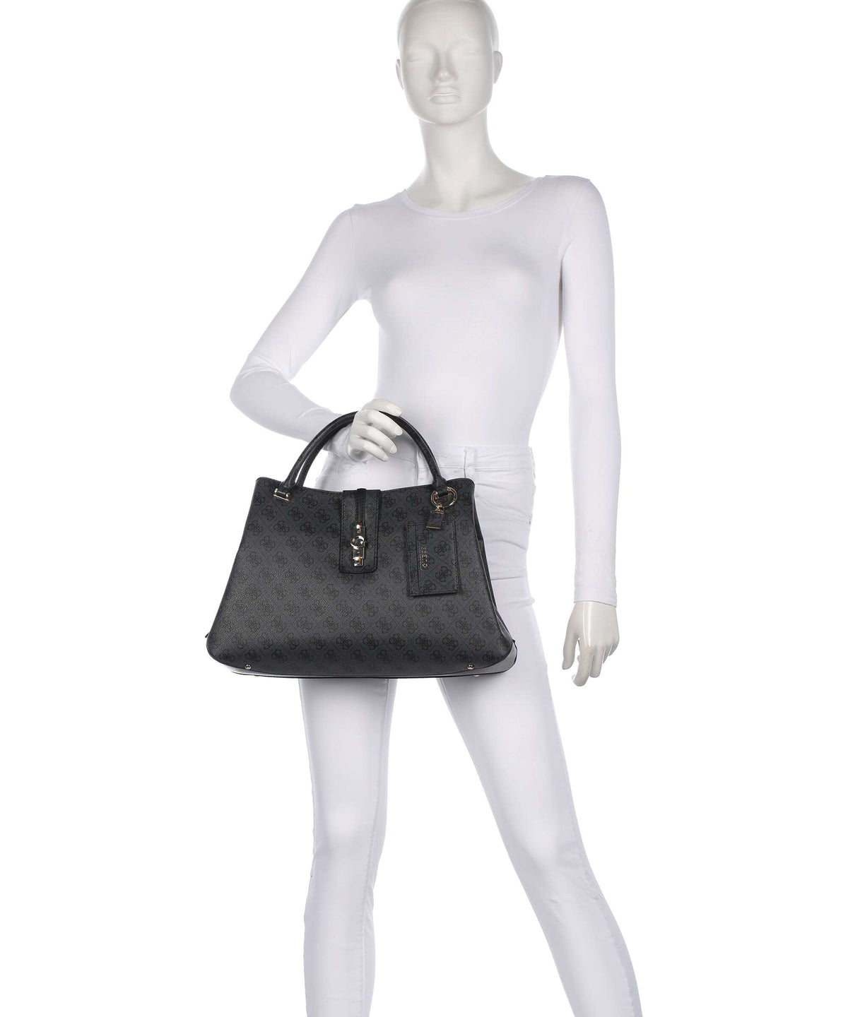 Guess Yvonne Girlfriend Logo Handbag coal logo