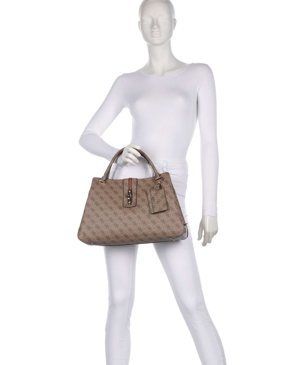 Guess Yvonne Girlfriend Logo Handbag latte logo
