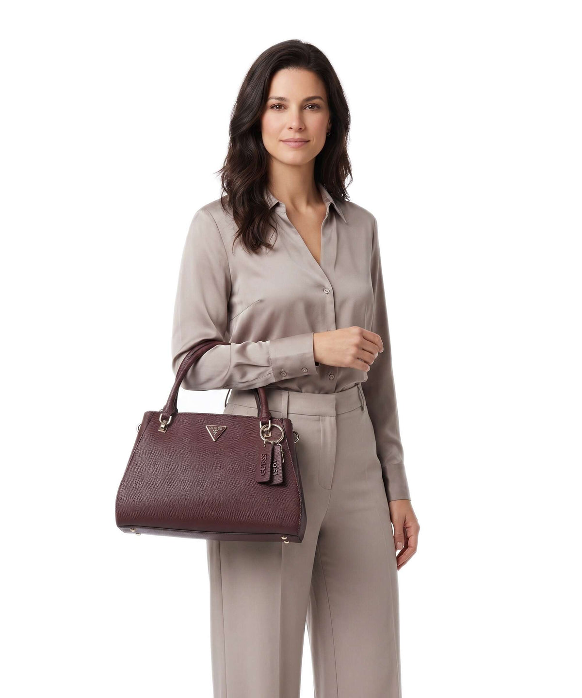 Guess Noelle II Luxury Handbag burgundy