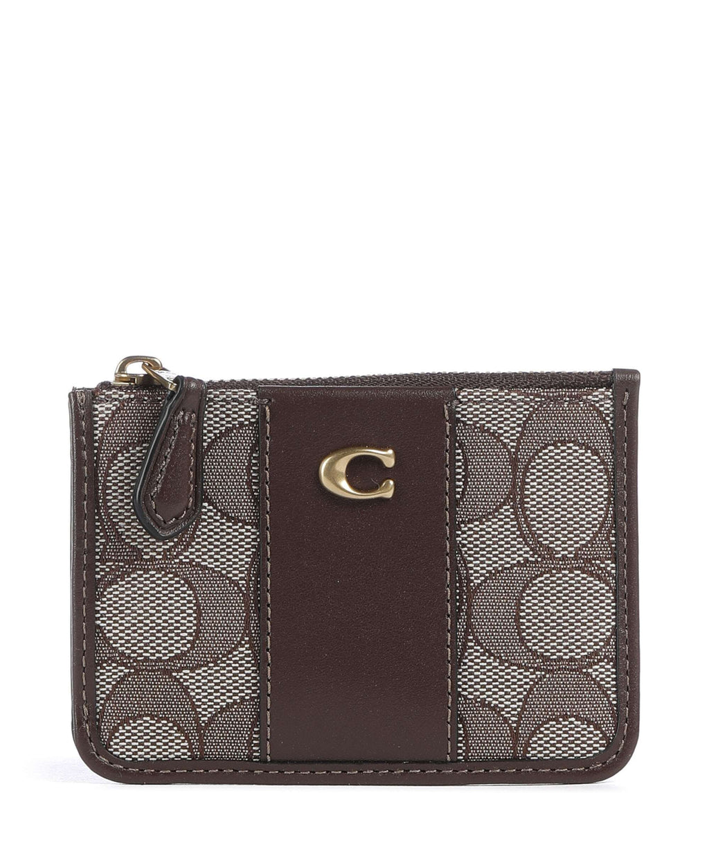 Coach Essential Signature Jacquard Mini Credit card holder oak maple