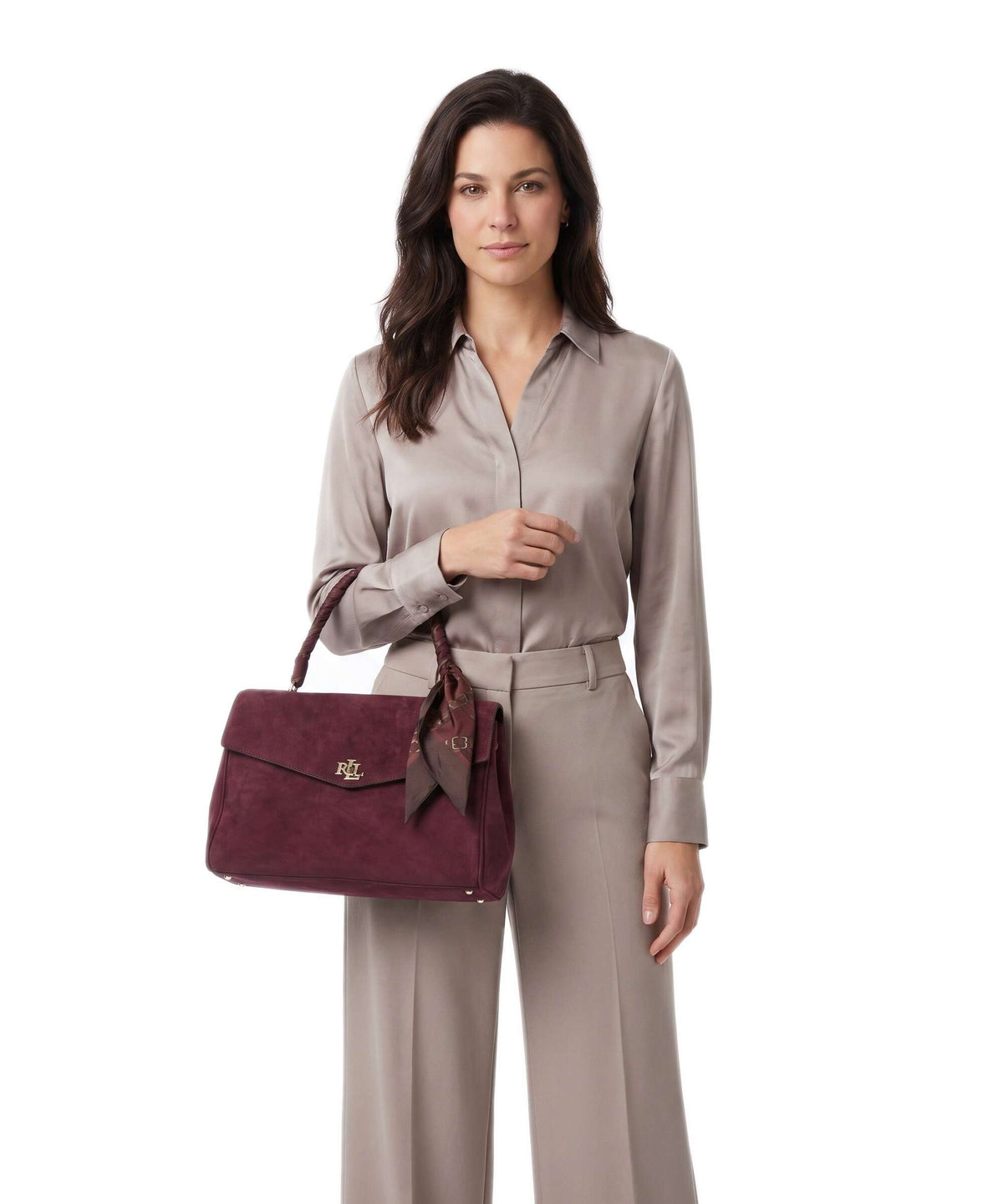 Lauren Ralph Lauren Farrah Medium Handbag dark garnet/urban bltng/garnet multi