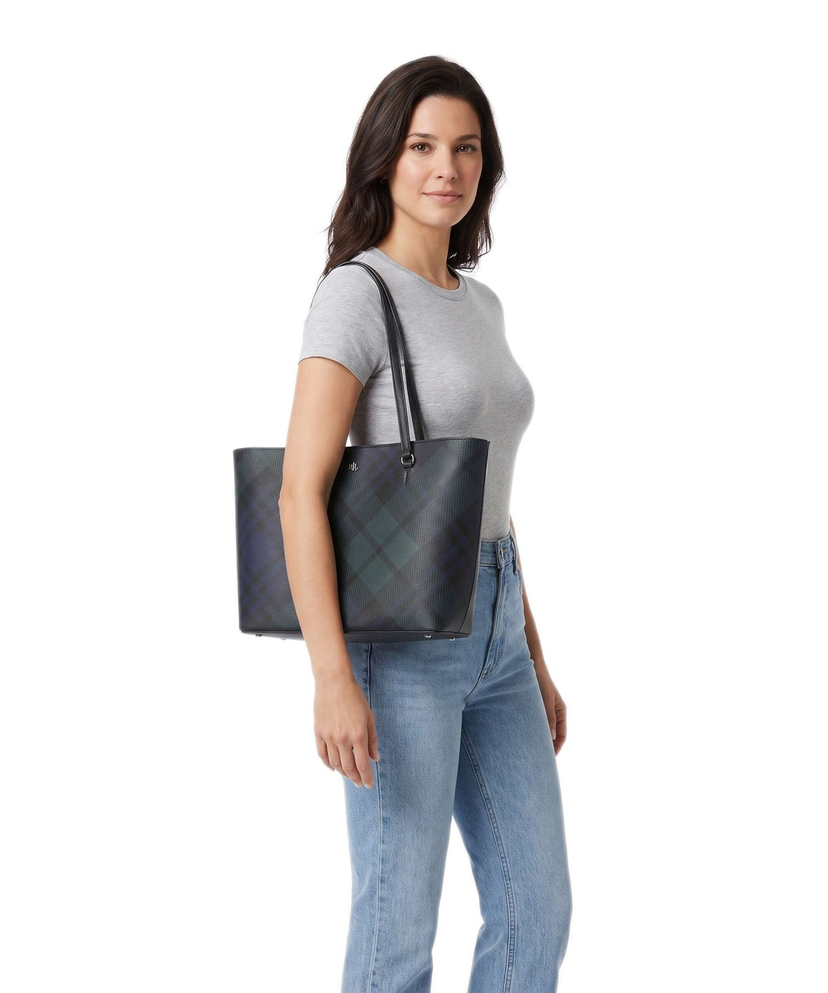 Lauren Ralph Lauren Karly Medium Tote bag black watch tartan