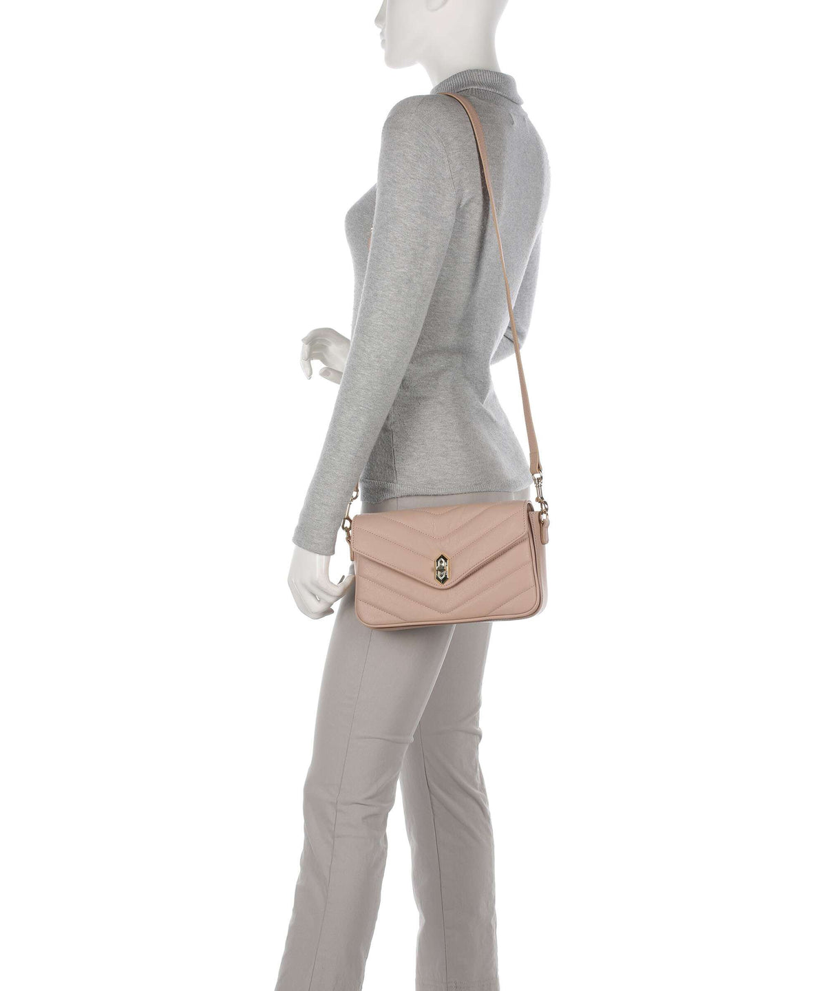 Lancaster Soft Matelassé Crossbody bag nuderose