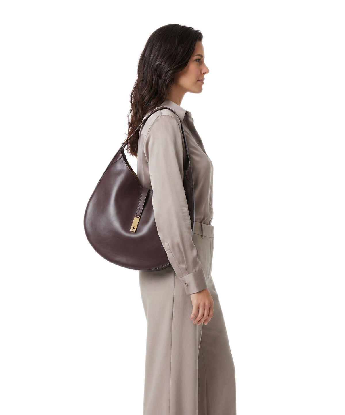 Polo Ralph Lauren ID Collection Large Hobo bag midnight merlot