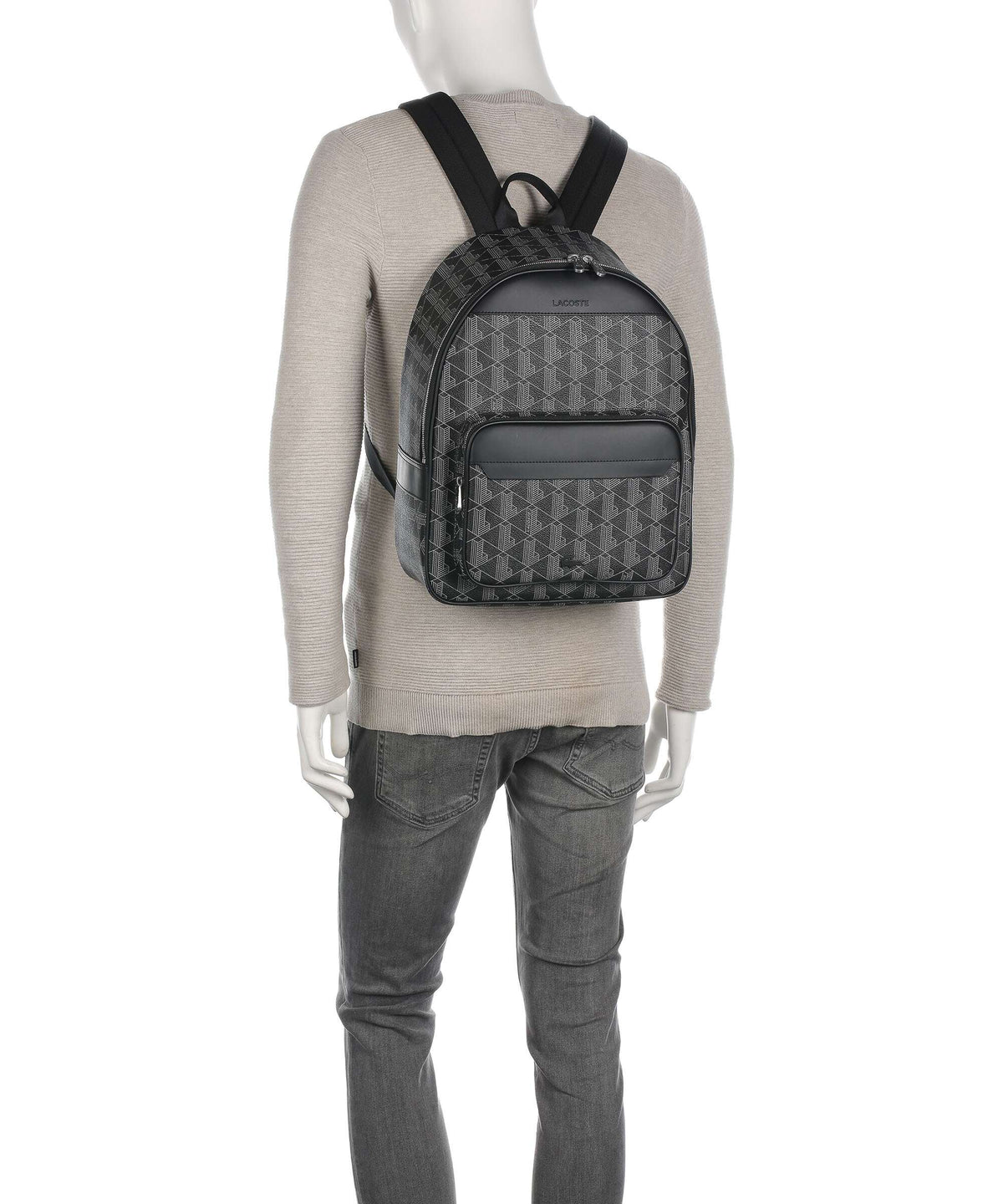 Lacoste The Blend Backpack allover monogram noir gris