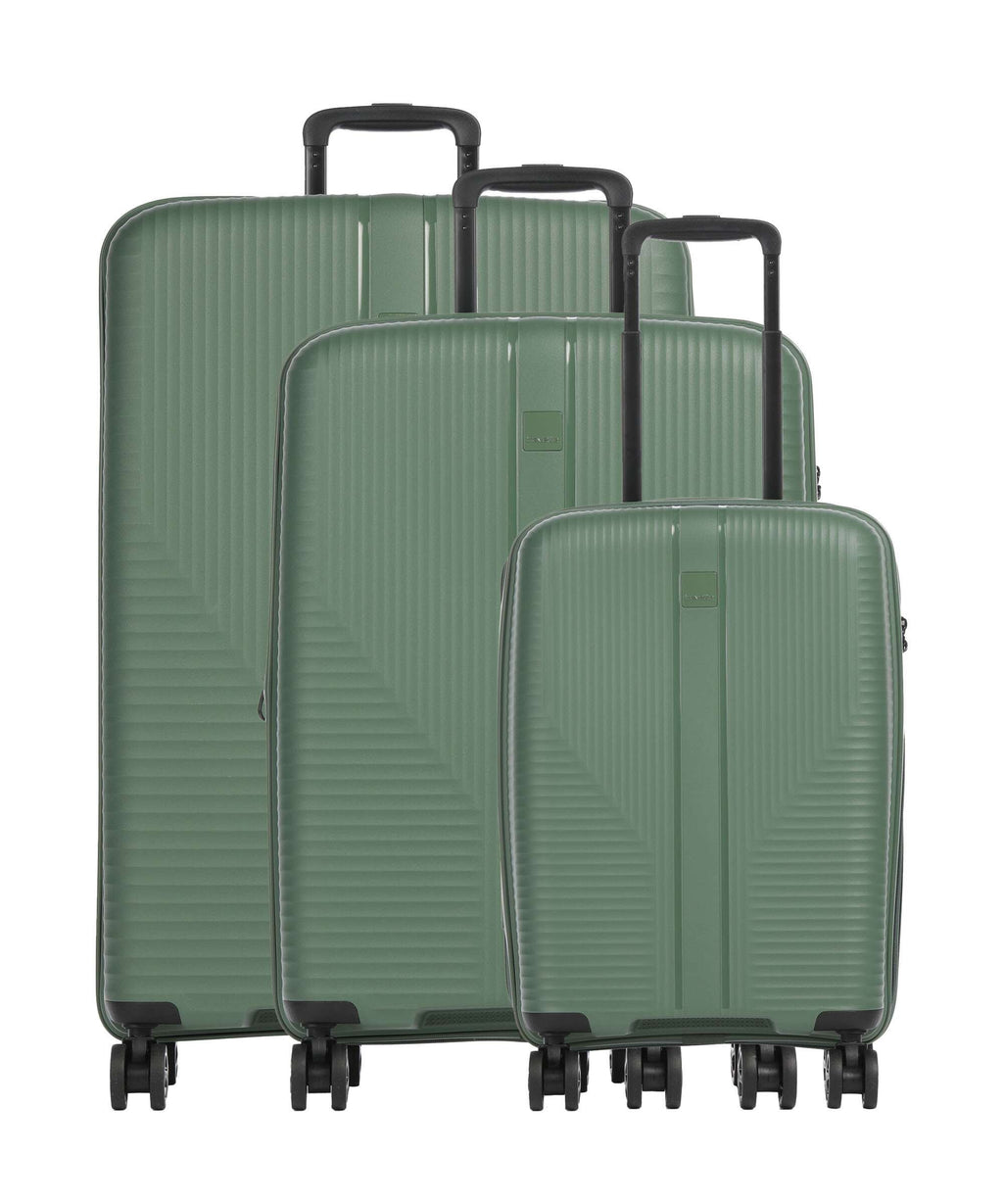 Travelite Air Stripe Slim Suitcase set (4 wheels) green