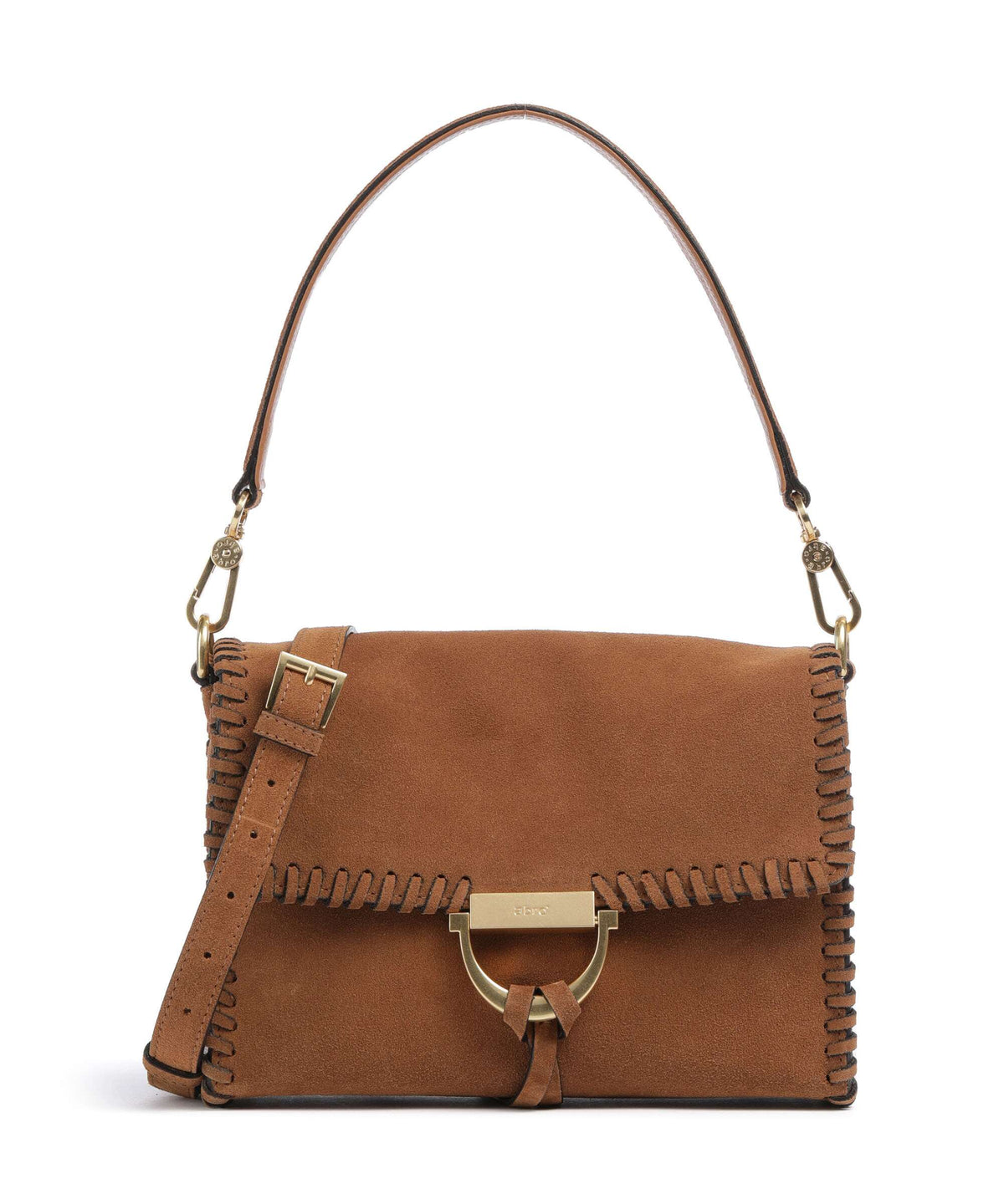 Abro Suede Temi Stitch Shoulder bag cuoio