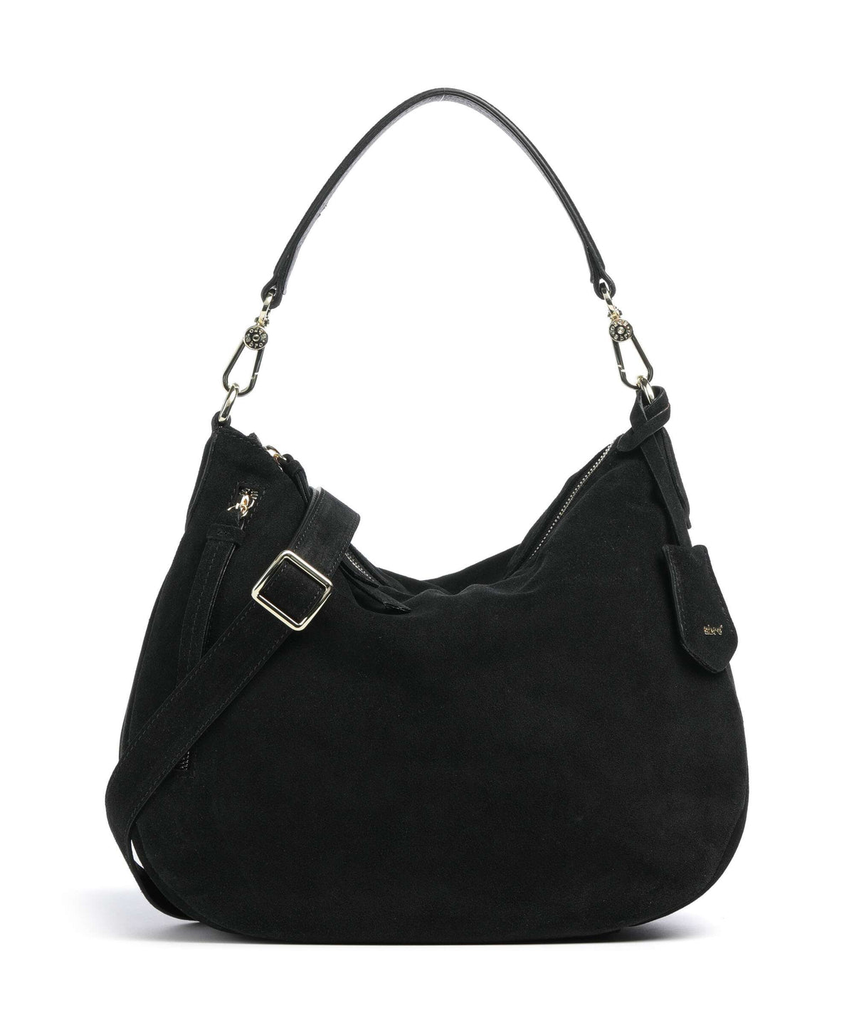 Abro Suede Juna Small Hobo bag black/gold