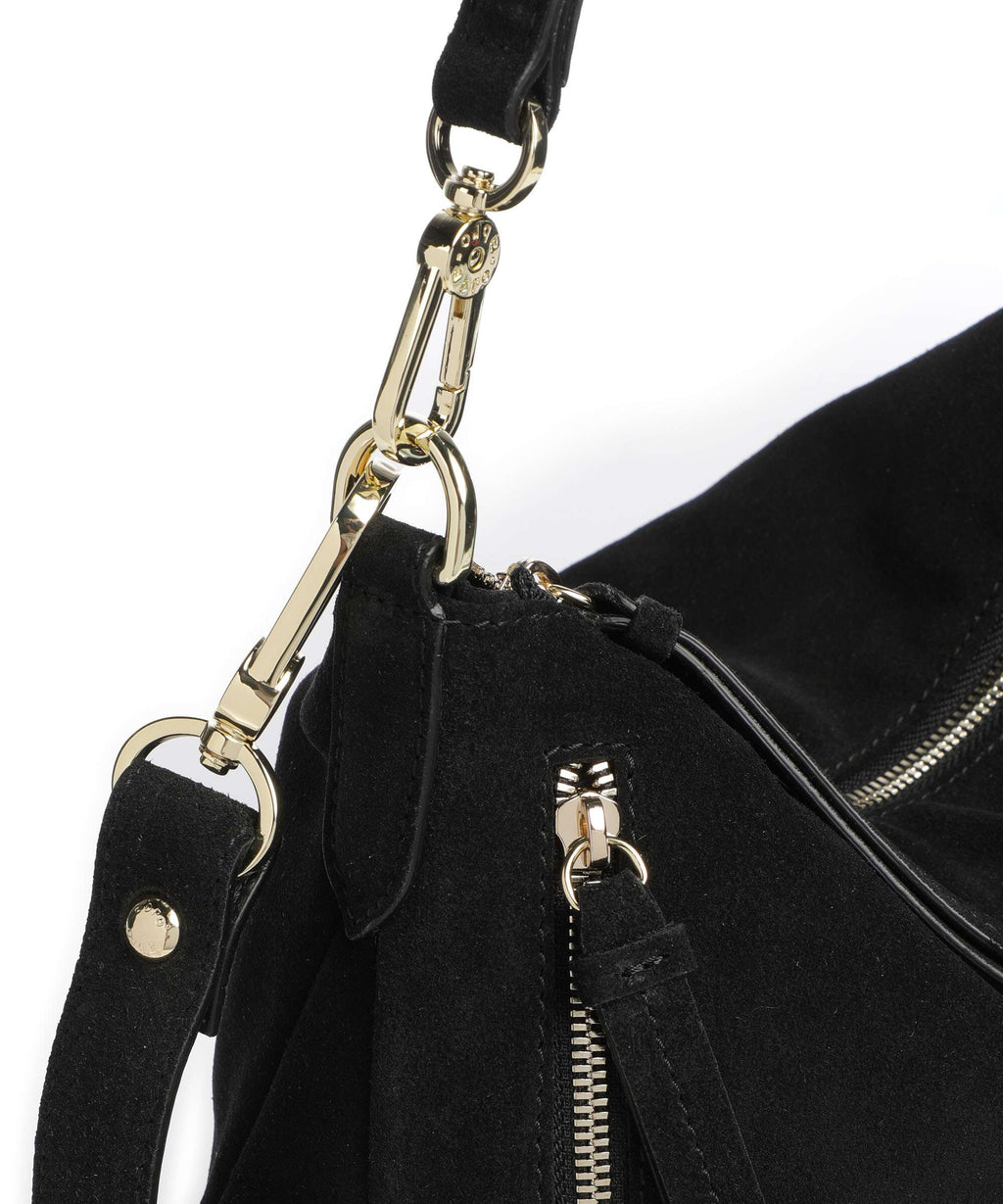 Abro Suede Juna Small Hobo bag black/gold