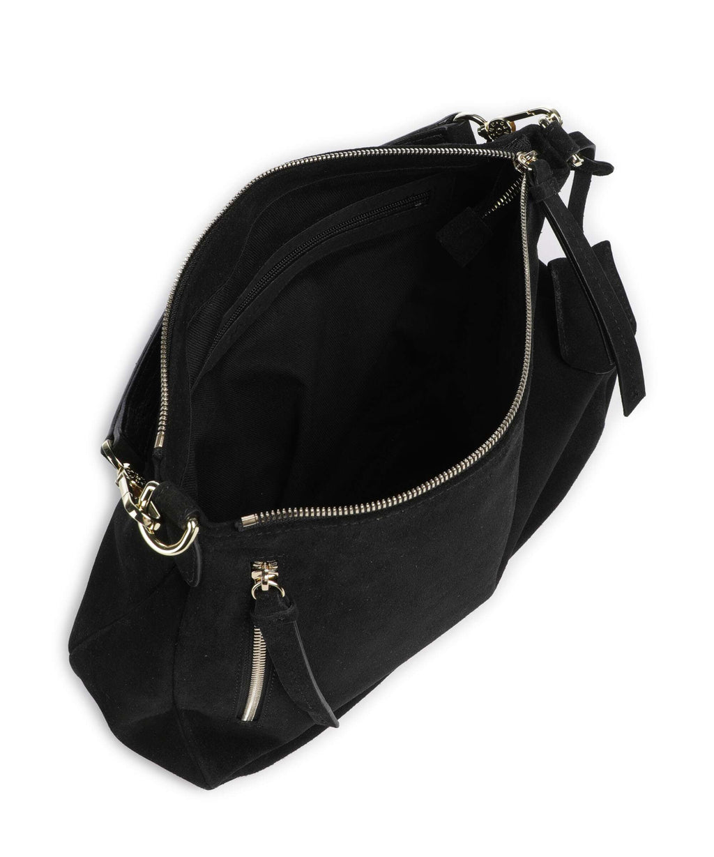 Abro Suede Juna Small Hobo bag black/gold