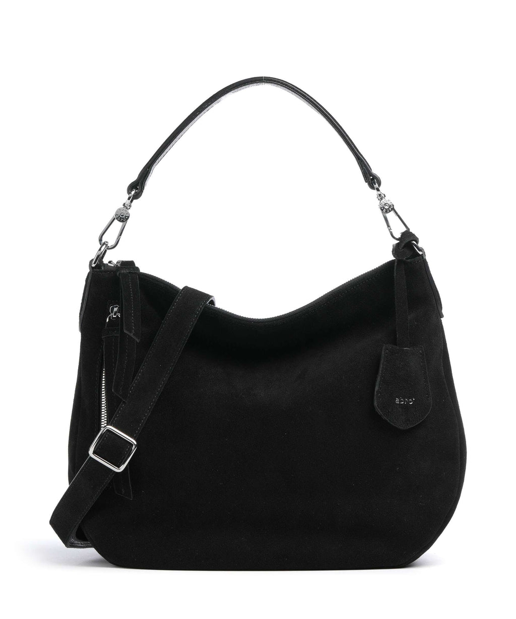 Abro Suede Juna Small Hobo bag black/nickel