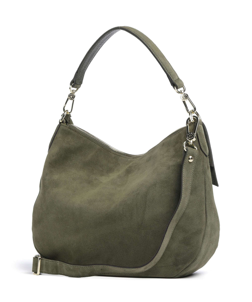 Abro Suede Juna Small Hobo bag oliv
