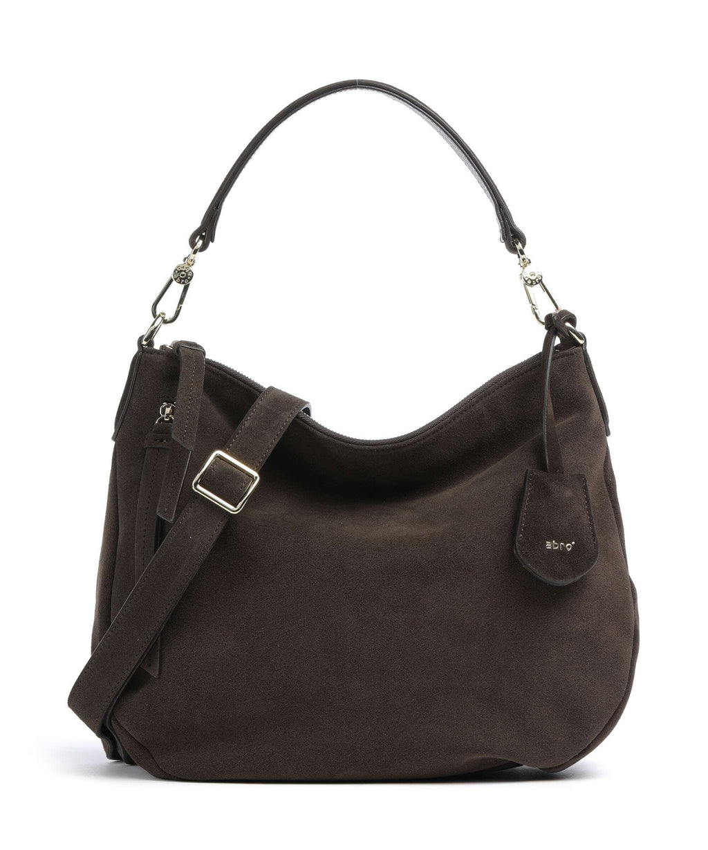 Abro Suede Juna Small Hobo bag dark brown
