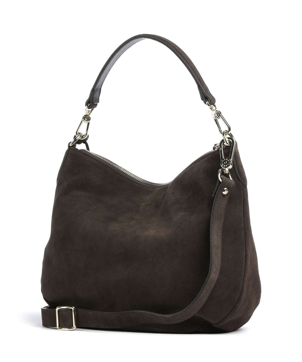 Abro Suede Juna Small Hobo bag dark brown