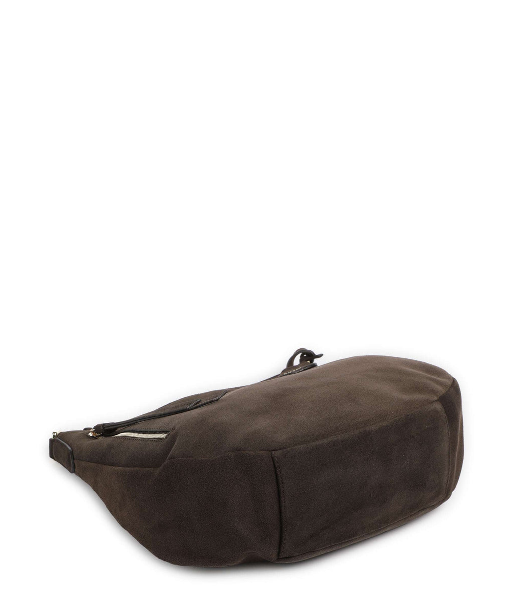 Abro Suede Juna Small Hobo bag dark brown
