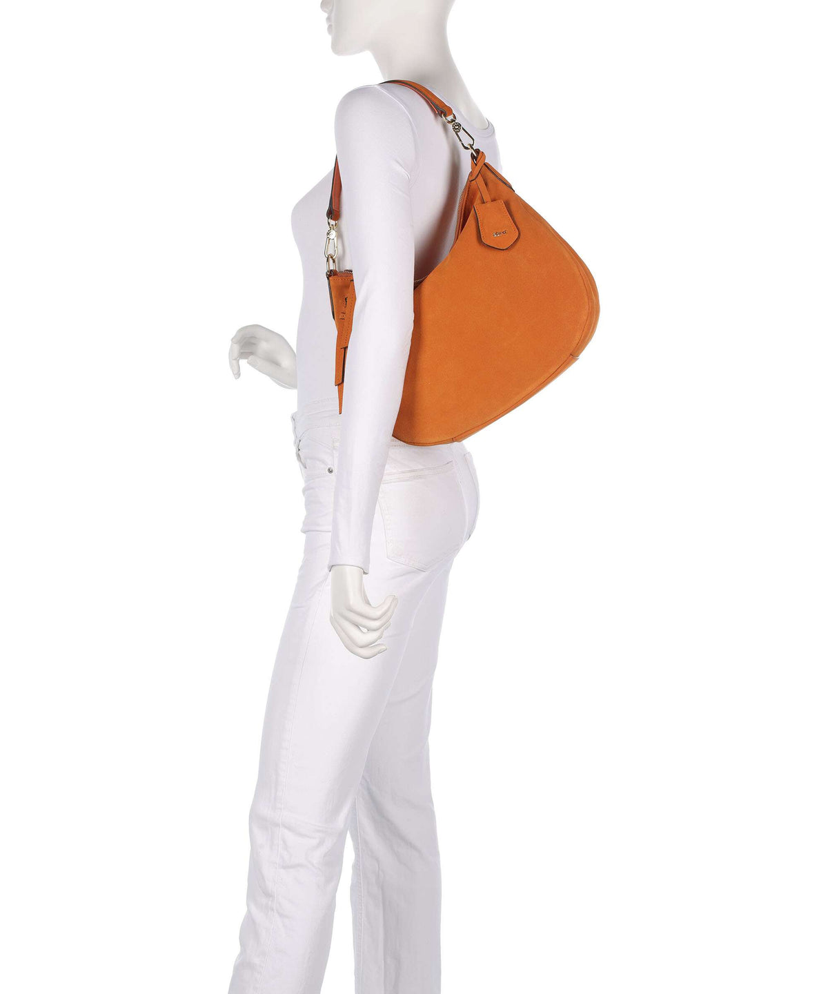 Abro Suede Juna Small Hobo bag orange