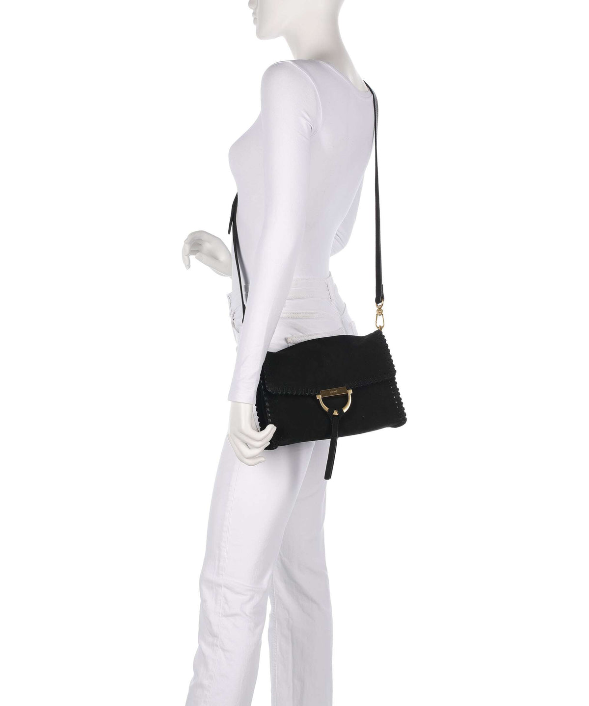 Abro Suede Temi Stitch Shoulder bag black/gold
