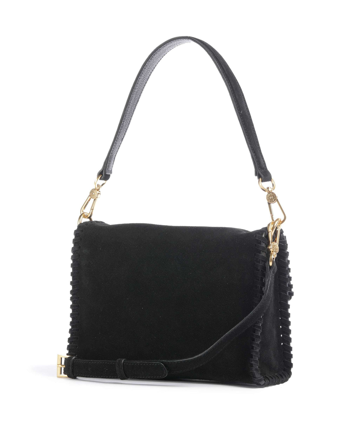 Abro Suede Temi Stitch Shoulder bag black/gold