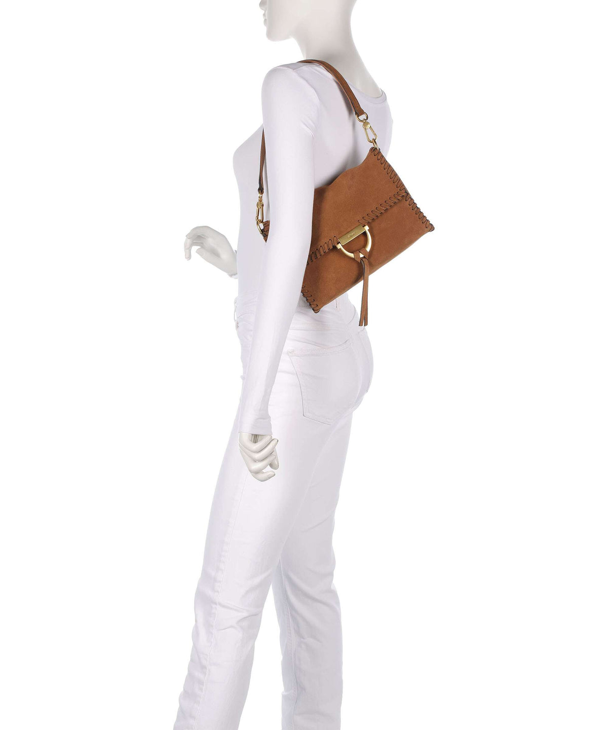 Abro Suede Temi Stitch Shoulder bag cuoio