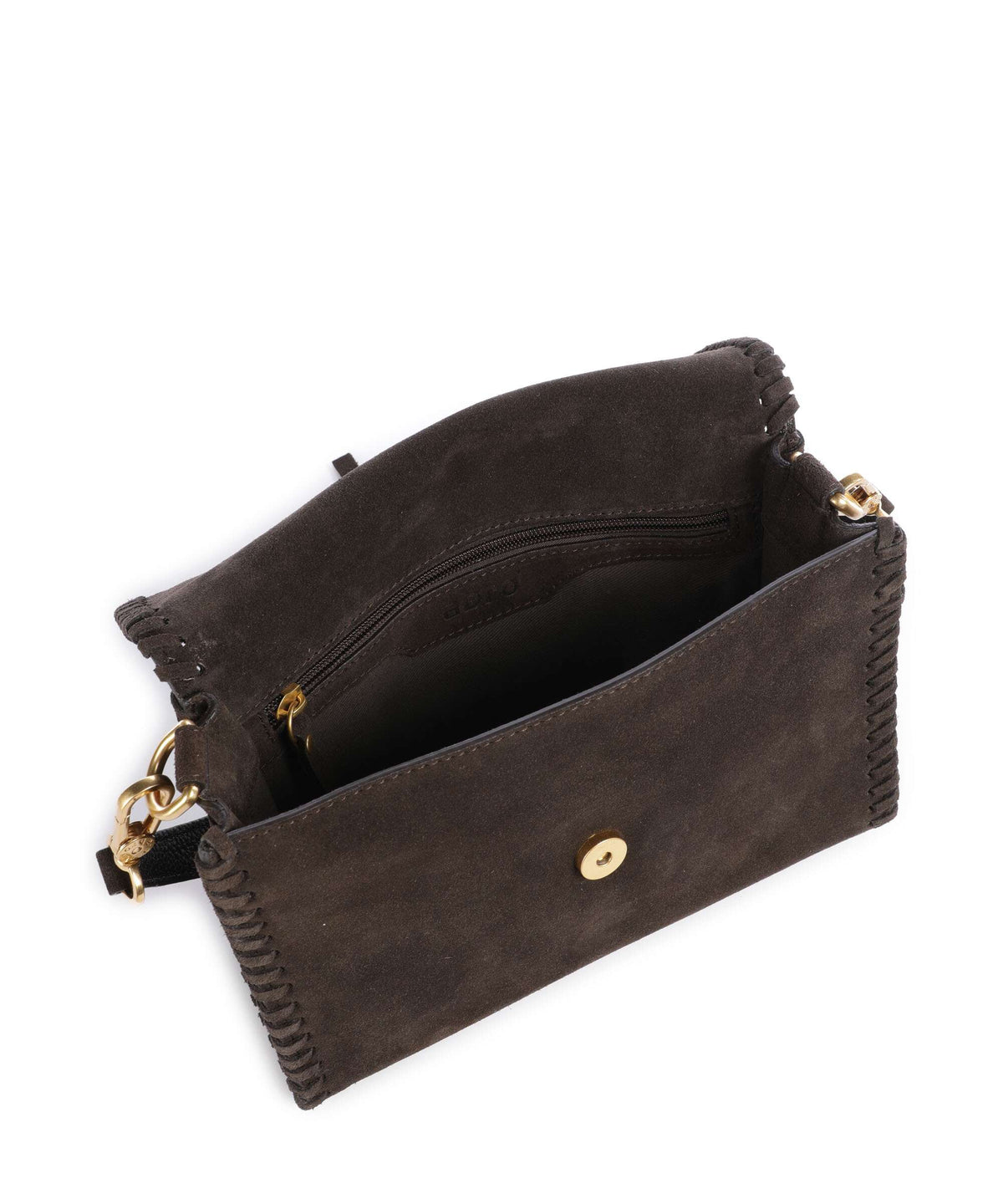 Abro Suede Temi Stitch Shoulder bag dark brown