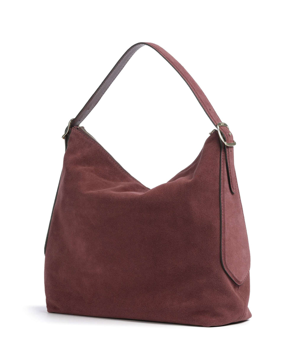 Abro Suede Carina Hobo bag bordeaux