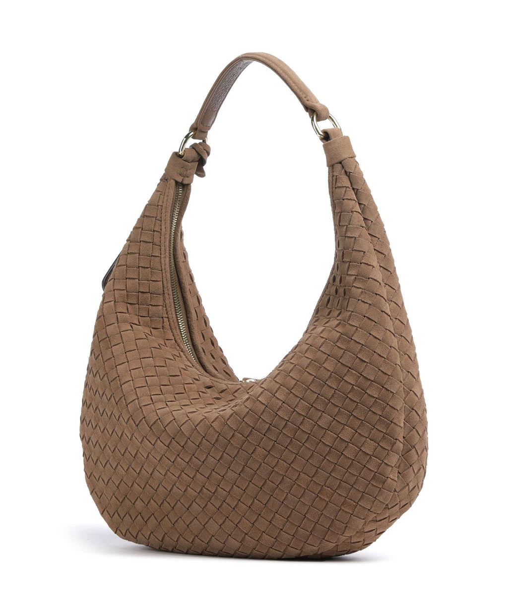 Abro Suede Weaving Nana Small Hobo bag camel