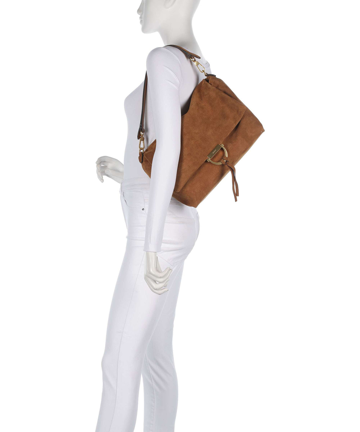 Abro Suede Temi Large Shoulder bag cuoio