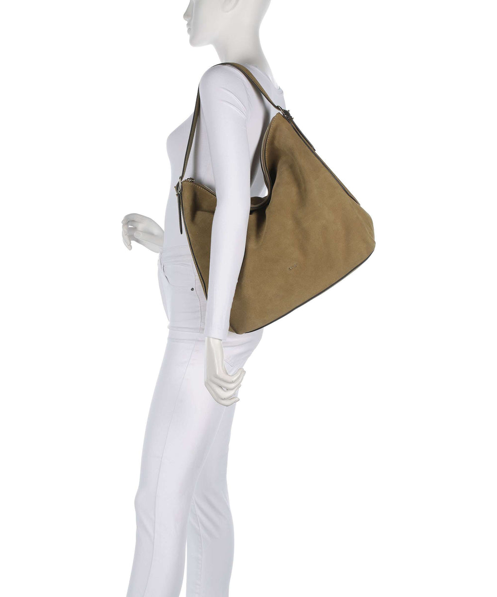 Abro Suede Carina Hobo bag mud